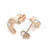 Sterling Silver Stud Earring, Moon Design, with White Cubic Zirconia, Polished, Rose Gold Finish, 02.369.0036.1