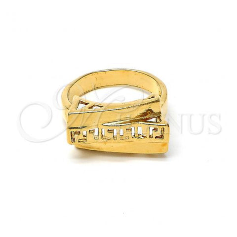 Oro Laminado Elegant Ring, Gold Filled Style Greek Key Design, Polished, Golden Finish, 5.175.011.08 (Size 8)