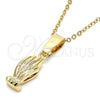 Oro Laminado Religious Pendant, Gold Filled Style Hand Design, Diamond Cutting Finish, Golden Finish, 5.182.036