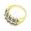 Oro Laminado Multi Stone Ring, Gold Filled Style with Amethyst Cubic Zirconia, Polished, Golden Finish, 01.346.0020.5.07