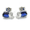 Rhodium Plated Stud Earring, Elephant Design, with Sapphire Blue and White Cubic Zirconia, Polished, Rhodium Finish, 02.210.0159.6