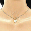 Oro Laminado Pendant Necklace, Gold Filled Style Heart Design, with White Micro Pave, Polished, Golden Finish, 04.156.0354.20