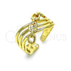 Oro Laminado Elegant Ring, Gold Filled Style Paperclip Design, Polished, Golden Finish, 01.60.0012