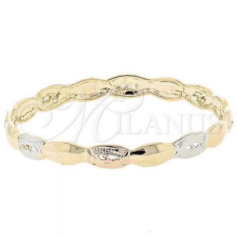 Oro Laminado Individual Bangle, Gold Filled Style Diamond Cutting Finish, Tricolor, 5.231.006 (07 MM Thickness, Size 5 - 2.50 Diameter)