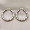 Oro Laminado Medium Hoop, Gold Filled Style Hollow Design, Diamond Cutting Finish, Tricolor, 02.213.0813.40