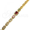 Oro Laminado Fancy Bracelet, Gold Filled Style with Multicolor Cubic Zirconia, Polished, Golden Finish, 03.266.0028.2.07