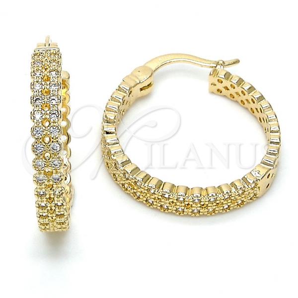 Oro Laminado Small Hoop, Gold Filled Style with White Micro Pave, Polished, Golden Finish, 02.199.0016.20