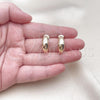 Oro Laminado Stud Earring, Gold Filled Style Chunky Design, with White Micro Pave, Polished, Golden Finish, 02.195.0309