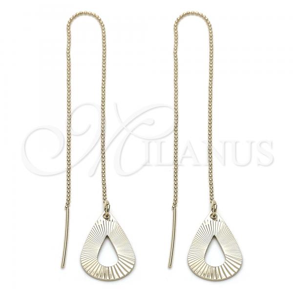 Oro Laminado Threader Earring, Gold Filled Style Teardrop Design, Golden Finish, 5.114.001