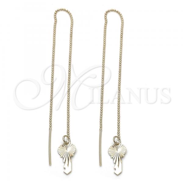 Oro Laminado Threader Earring, Gold Filled Style Greek Key Design, Golden Finish, 5.116.011