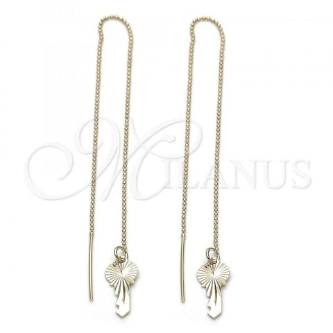 Oro Laminado Threader Earring, Gold Filled Style Greek Key Design, Golden Finish, 5.116.011