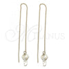 Oro Laminado Threader Earring, Gold Filled Style Greek Key Design, Golden Finish, 5.116.011