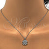 Sterling Silver Earring and Pendant Adult Set, with White Cubic Zirconia, Polished, Rhodium Finish, 10.175.0021