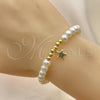 Oro Laminado Fancy Bracelet, Gold Filled Style Star and Ball Design, with Ivory Pearl, Polished, Golden Finish, 03.405.0021.07