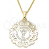 Oro Laminado Pendant Necklace, Gold Filled Style Divino Niño Design, Polished, Golden Finish, 04.106.0061.1.20