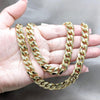 Stainless Steel Necklace and Bracelet, Miami Cuban Design, Polished, Golden Finish, 06.63.0301.30