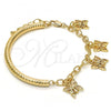 Oro Laminado Charm Bracelet, Gold Filled Style Butterfly and Hollow Design, Diamond Cutting Finish, Golden Finish, 03.63.1816.08