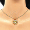 Oro Laminado Pendant Necklace, Gold Filled Style Heart Design, with White Cubic Zirconia and White Micro Pave, Polished, Golden Finish, 04.213.0177.20