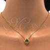 Gold Tone Pendant Necklace, Teardrop Design, with White Cubic Zirconia, Polished, Golden Finish, 04.213.0021.16.GT