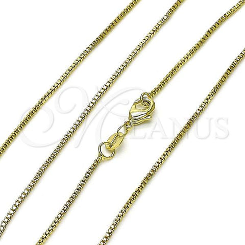 Oro Laminado Basic Necklace, Gold Filled Style Box Design, Polished, Golden Finish, 04.213.0331.18