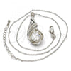 Rhodium Plated Pendant Necklace, Teardrop and Rolo Design, with Crystal and Aurore Boreale Swarovski Crystals, Polished, Rhodium Finish, 04.239.0037.2.16