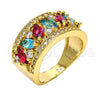 Oro Laminado Multi Stone Ring, Gold Filled Style with Multicolor Cubic Zirconia, Polished, Golden Finish, 01.206.0003.09 (Size 9)