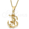 Oro Laminado Fancy Pendant, Gold Filled Style Anchor and Twist Design, Polished, Golden Finish, 5.182.042