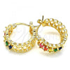 Oro Laminado Small Hoop, Gold Filled Style with Multicolor Cubic Zirconia, Polished, Golden Finish, 02.210.0299.4.20