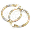 Oro Laminado Large Hoop, Gold Filled Style Diamond Cutting Finish, Tricolor, 02.170.0242.1.50