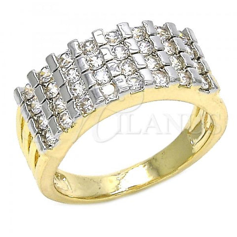 Oro Laminado Multi Stone Ring, Gold Filled Style with White Cubic Zirconia, Polished, Two Tone, 01.210.0064.2.08 (Size 8)
