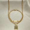 Oro Laminado Necklace and Bracelet, Gold Filled Style Cross Design, Polished, Golden Finish, 06.63.0264