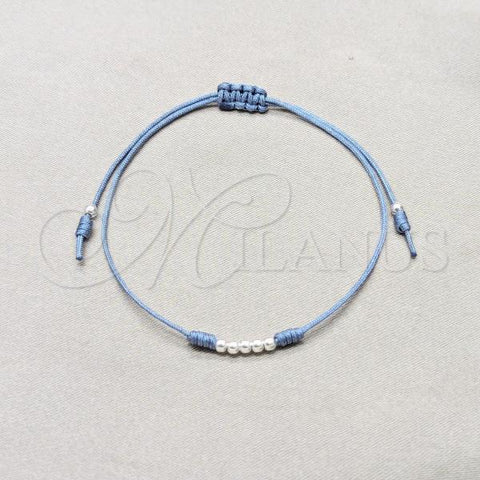 Sterling Silver Adjustable Bolo Bracelet, Ball Design, Blue Silver Finish, 03.426.0001.5.07