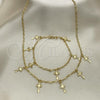 Oro Laminado Necklace and Bracelet, Gold Filled Style Cross Design, Polished, Golden Finish, 06.63.0211