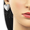 Rhodium Plated Stud Earring, Heart and Hollow Design, Polished, Rhodium Finish, 02.411.0036.1