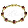 Oro Laminado Fancy Bracelet, Gold Filled Style with Garnet and White Cubic Zirconia, Polished, Golden Finish, 03.283.0311.4.07
