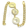 Oro Laminado Fancy Bracelet, Gold Filled Style Dolphin Design, Polished, Golden Finish, 03.63.2053.08