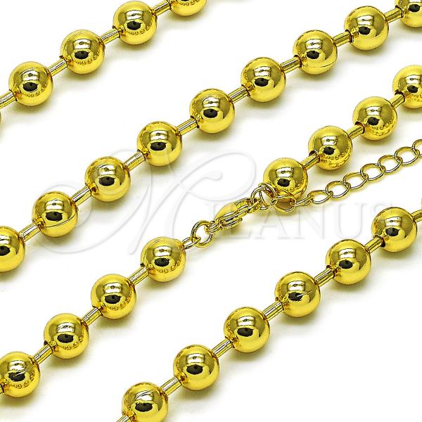 Oro Laminado Basic Necklace, Gold Filled Style Ball Design, Polished, Golden Finish, 04.341.0138.18