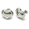 Rhodium Plated Stud Earring, Heart and Hollow Design, Polished, Rhodium Finish, 02.341.0198