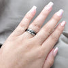 Stainless Steel Mens Ring, Double and Heart Design, Black Enamel Finish, Two Tone, 01.63.0705.07