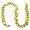 Oro Laminado Fancy Anklet, Gold Filled Style Leaf Design, Polished, Golden Finish, 03.210.0027.10