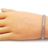 Oro Laminado Tennis Bracelet, Gold Filled Style Baguette Design, with White Cubic Zirconia, Polished, Golden Finish, 03.130.0005.5.07