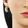 Oro Laminado Stud Earring, Gold Filled Style Moon and Star Design, Diamond Cutting Finish, Golden Finish, 02.368.0089