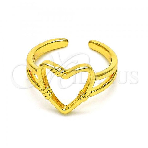 Oro Laminado Multi Stone Ring, Gold Filled Style Heart Design, Polished, Golden Finish, 01.310.0026