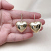 Oro Laminado Stud Earring, Gold Filled Style Heart and Hollow Design, Polished, Golden Finish, 02.163.0361