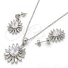 Sterling Silver Earring and Pendant Adult Set, Teardrop Design, with White Cubic Zirconia, Polished, Rhodium Finish, 10.175.0035