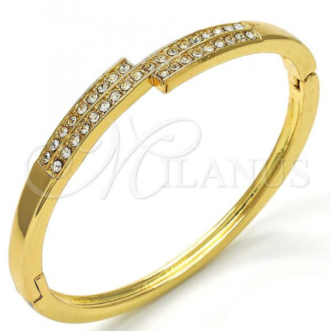 Oro Laminado Individual Bangle, Gold Filled Style with White Crystal, Polished, Golden Finish, 07.252.0052.04 (04 MM Thickness, Size 4 - 2.25 Diameter)