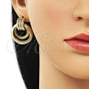 Oro Laminado Stud Earring, Gold Filled Style Hollow Design, Polished, Golden Finish, 02.213.0621