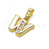 Oro Laminado Fancy Pendant, Gold Filled Style Initials Design, with  Crystal, Golden Finish, 05.26.0035