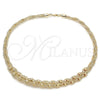 Oro Laminado Fancy Necklace, Gold Filled Style and Ball Diamond Cutting Finish, Golden Finish, 04.202.0001.17