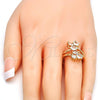 Oro Laminado Multi Stone Ring, Gold Filled Style with White Cubic Zirconia, Polished, Golden Finish, 01.210.0047.08 (Size 8)